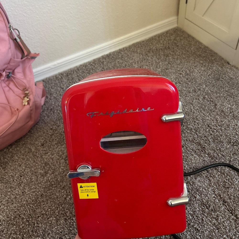 Cute mini red fridge!